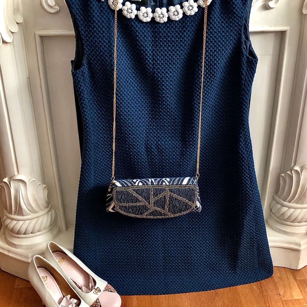 🐻🌼 BOUTIQUE MOSCHINO Navy Waffle Daisy Dress - Picture 15 of 17